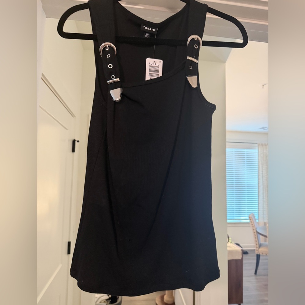 Torrid Black Sleeveless Top with Silver Accents